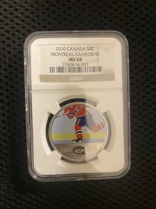 2010 Montreal Canadiens Coloured 50 Cents Coins - RCM NGC MS 68 - Picture 1 of 2