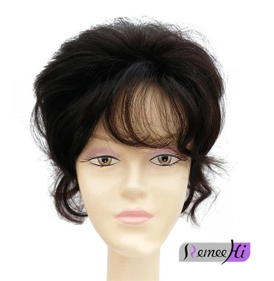 Soft 100% human hair bang air bangs topper hairpiece curly hair clip in topper - Image 1 of 4
