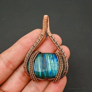 Labradorite Pendant, Copper Pendant, Copper Wire Pendant, Copper Jewelry - Picture 1 of 4