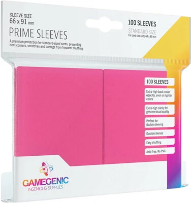 Gamegenic 100 Deck Protector Prime Sleeves 66 x 91 mm Pink 402313 - Image 1 of 4