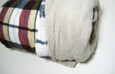 Biddeford Heated Electric MicroPlush Reversible Pale Brown Plaid Throw Blanket - Image 1 of 4