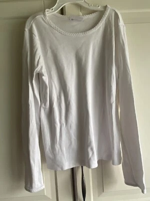 130 Hanna Andersson White Pima Cotton Long Sleeve Top Shirt Girls 8 - Image 1 of 3