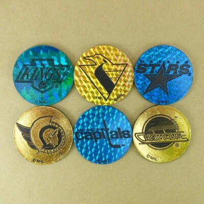 6 Plastic POG Kini Slammers NHL Hockey Authentic World Pog Federation WPF 1994 - Image 1 of 2