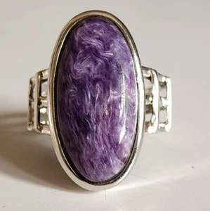 CHAROITE NATURAL GEMSTONE 925 SOLID STERLING SILVER HANDMADE JEWELRY RING 3 TO12 - Picture 1 of 5