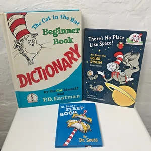 Dr Seuss Books Bundle hard back X 3 Dictionary No Place Like Space & sleep book - Picture 1 of 24