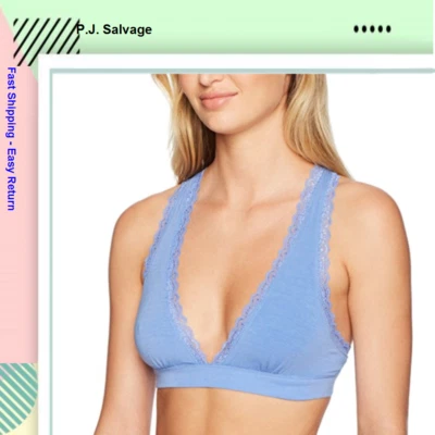 PJ Salvage Women's Emerald Bay Triangle Bralette in Denim, XS - Image 1 of 2