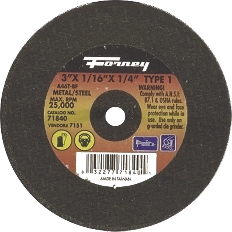 Forney LOT OF (10) 71840 Aluminum Oxide 25,450 rpm 3" Dia. Cut-Off Wheels 1/16" - Image 1 of 1