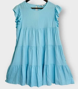 English Factory Dress Womens Medium Sleeveless Ruffle Tiered  Blue Knee Length - Picture 1 of 12