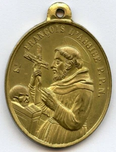 France Religious St. Francis Assise Mary 1830 Pendant Medal 40x30mm 11gr !!! - Picture 1 of 2