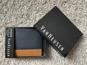 Van Heusen Men's Genuine Leather Bi Fold Wallet - Blue - Picture 1 of 3