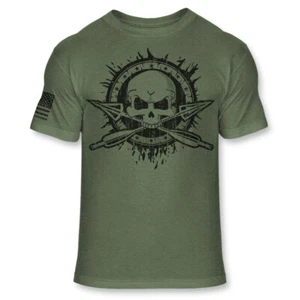 Bowhunting T Shirt - Bowhunter Arrow Skull American Flag Soft Blend Shirt - A155 - Picture 1 of 8