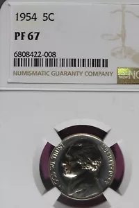 1954 NGC 5C PF67 JEFFERSON NICKEL #B47210 - Picture 1 of 2