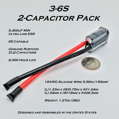 ATOMIC ESC Cap Pack 3-6S / 5,400uF Minimum / 25V / 6S Capable / Made in the USA - Image 1 of 4