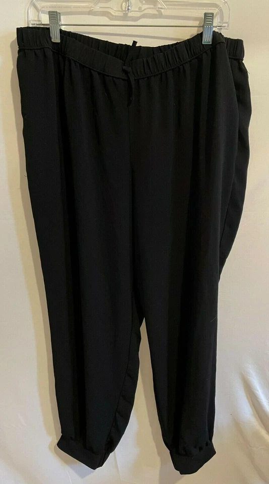 Jennifer Lopez JLo Black Pants Joggers Size XL Elastic Waist Ribbed Ankles - Image 1 of 3