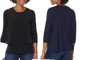 NEW DG2 Diane Gilman  PLUS SZ 3X  Pullover 3/4 Sleeve EASY Top SHIRT BLACK - Picture 1 of 5