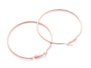 Rosegold High Fashion große Creolen 2 mm Röhre Ohrringe - Bild 1 von 18