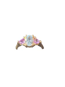 Anello oro giallo massiccio 14 kt 5 ct tormalina verde cocktail/diamante S6 2,96 gr - Foto 1 di 6