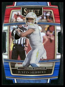2021 Panini Select #19 Justin Herbert Red and Blue Prizm Die Cut - Picture 1 of 2