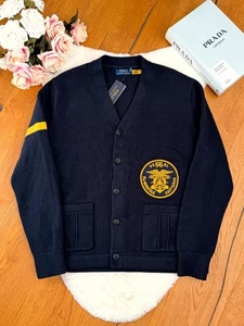 Polo Ralph Lauren Mens Cardigan Nautical Shipyard Patch Cardigan Navy Size L - Picture 1 of 21