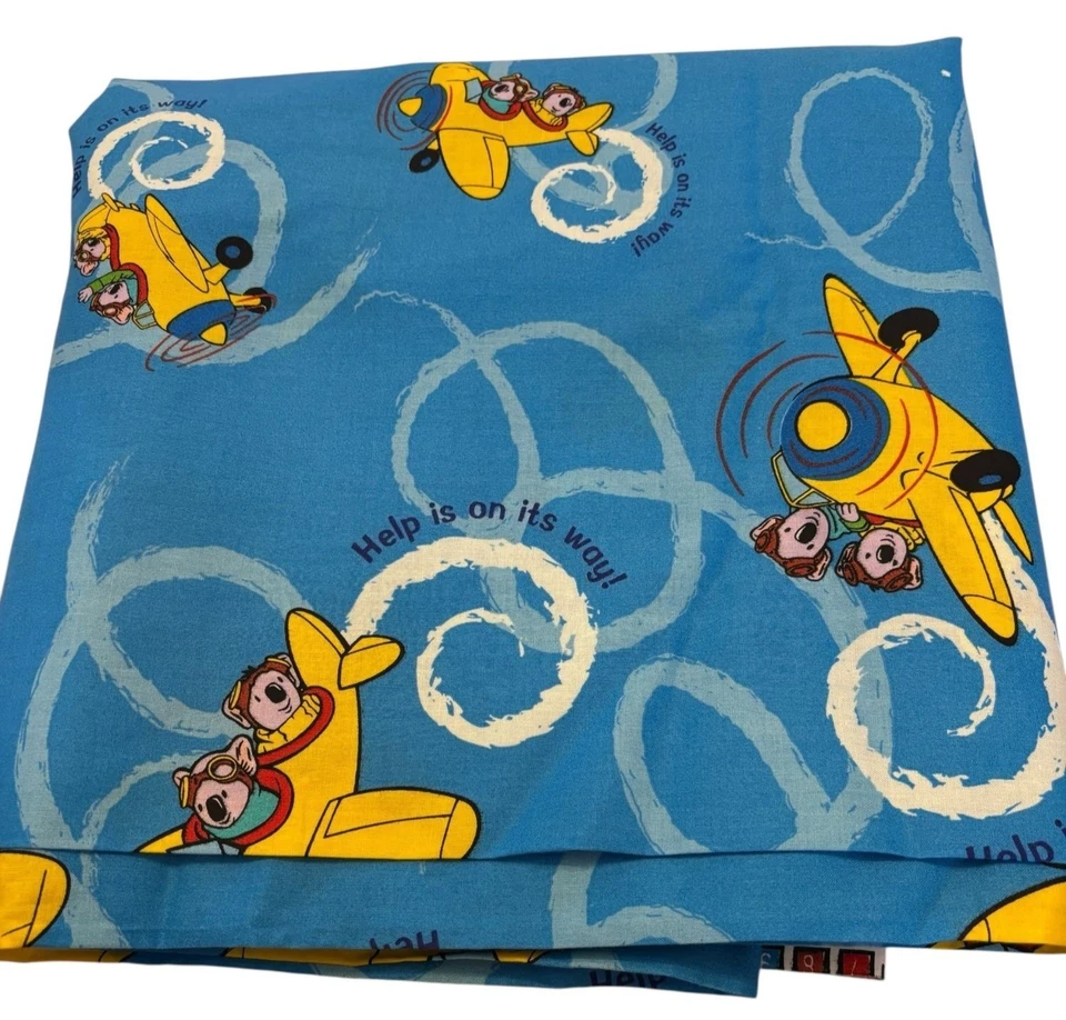 Tecido de costura Koala Brothers aviões algodão vintage 4,5 jardas raro desenho animado infantil - Imagem 1 de 4