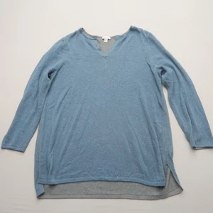 J Jill Womens Sweater Size Large Petite Blue V Neck Knit Tunic Pullover - Picture 1 of 7