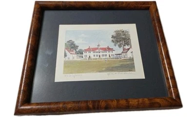 Acuarela Mount Vernon por Edita Von Uslar-Gleichen firmada artista prueba enmarcada  Foto 1 de 4