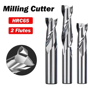 2 Flutes Milling Cutter HRC65 Alloy Carbide Milling Aluminum Stainless Metal - Photo 1/19