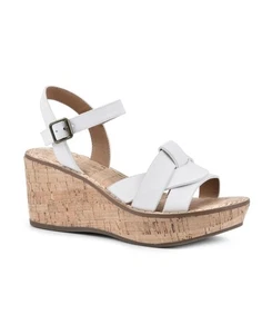 WHITE MOUNTAIN Shoes Simple Women's Platform Wedge Sandal, White/Burn/Smooth,9M - Picture 1 of 1