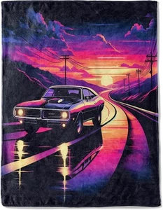 Retro Oldtimer Fleecedecke - leichte weiche kuschelige Geschenke 50 x 60 Zoll,  - Bild 1 von 6