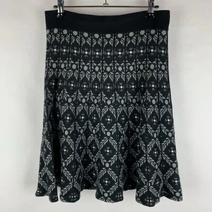 NWT Anthropologie Nick & Mo Fair Isle Knit Skirt Large Black Apres Ski Nordic - Picture 1 of 10