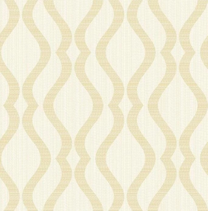Wallpaper Designer Textured Gold Ogee Trellis on Cream, 56 sq ft Bolt - Image 1 of 1