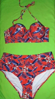 Oasis Pink Orchid Bikini Set u/w balcony top & full briefs Size 12 New Tags BNWT - Image 1 of 3