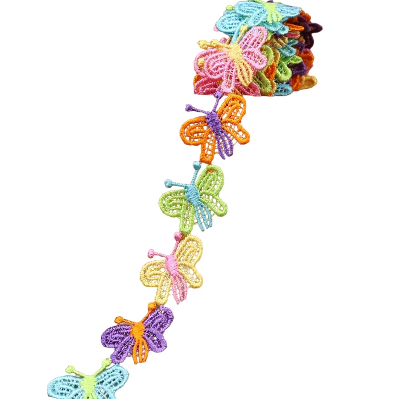 2 Yards Embroidery Lace Trim Sewing Lace Ribbon - New - Butterflies - Image 1 of 1