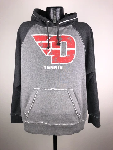 Men’s J. America Dayton Flyers Tennis Gray & Black Sweatshirt Hoodie Large Cover