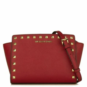 Michael Kors Selma Stud Mini Messenger Red Cherry Handbag 32H4GSMC3L - Picture 1 of 3