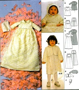 INFANT DRESS CHRISTENING CAP JACKET BAPTISMAL SEWING PATTERN 1-12 mos BURDA 9873 - Afbeelding 1 van 2