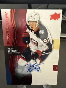 2023-24 Upper Deck Premier Kent Johnson Ruby On Card Auto - Picture 1 of 2
