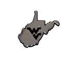 Ouest Virginia Mountaineers State Avec Wv NCAA College Team Solide Métal Chrome