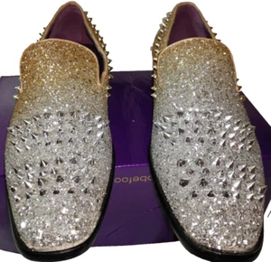 Herren elegante Schuhe 12 Globe Schuhe #6860 gold/silber verblassen Glitzer Nieten Spikes - Bild 1 von 8