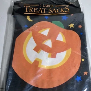 New Vintage Hallmark Halloween Treat Bags Pumpkin USA Dated 1988 - Picture 1 of 5