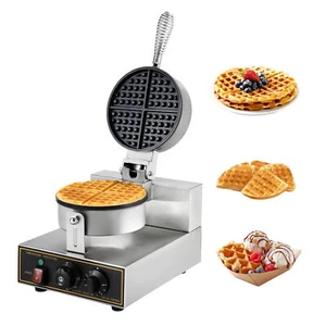 Máquina para hacer gofres redonda eléctrica Waffle Baker acero inoxidable EE. UU. - Imagen 1 de 12