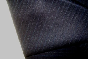 2.83 yds English WOOL Fabric Super 120s Suiting 9.5 oz Dk Blue Stripe 102" BTP - Picture 1 of 3