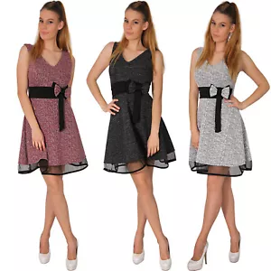 Kleid Cocktail Party Mini festlich ärmellos Silverster Weihnachten Schleife Tüll - Bild 1 von 18