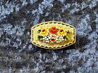 Antique Micro Mosaic Floral Pin Brooch Italy Unusual Shape Jewellery Curios 9