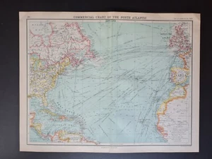 Antique (1912) map - Commercial Chart of the North Atlantic - Bartholomew - Picture 1 of 11