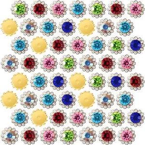 60pcs 0.45in Shiny Rhinestones Buttons Flatback Crystals Button with Metal Ba... - Picture 1 of 7