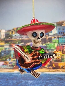 Día de los Muertos Día de los Muertos Calavera Guitarrista Adorno de Navidad - Imagen 1 de 3