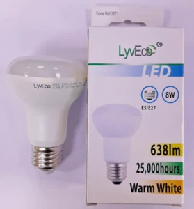 2x 8W (=55W) R63 LED Pearl Reflector Light Bulbs 2700K ES E27 Edison Screw Lamp - Picture 1 of 3
