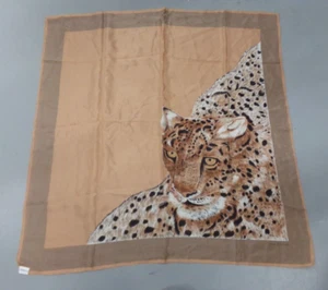 Vintage HALSTON 30x32" Leopard Womens Neck Scarf Made in Japan - Picture 1 of 4