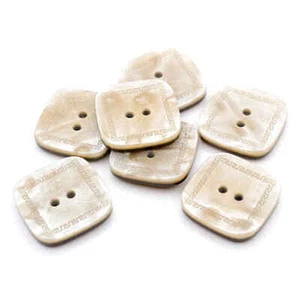 BEIGE ATHENIAN ANCIENT GREEK THEMED SQUARE BUTTONS PEARLESCENT 25.5mm - Picture 1 of 1